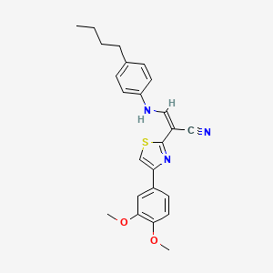 molecular formula C24H25N3O2S B3001487 (Z)-3-((4-butylphenyl)amino)-2-(4-(3,4-dimethoxyphenyl)thiazol-2-yl)acrylonitrile CAS No. 683256-54-4
