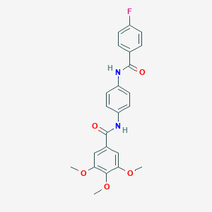molecular formula C23H21FN2O5 B300150 N-{4-[(4-fluorobenzoyl)amino]phenyl}-3,4,5-trimethoxybenzamide 