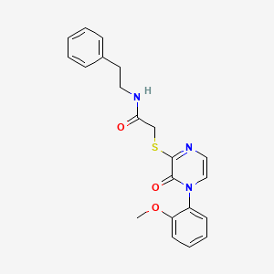 2-((4-(2-methoxyphenyl)-3-oxo-3,4-dihydropyrazin-2-yl)thio)-N-phenethylacetamide