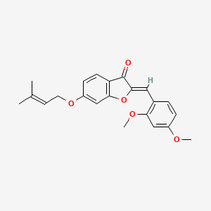 molecular formula C22H22O5 B3001520 (Z)-2-(2,4-dimethoxybenzylidene)-6-((3-methylbut-2-en-1-yl)oxy)benzofuran-3(2H)-one CAS No. 858765-58-9