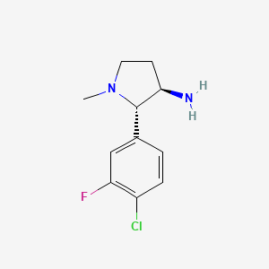 molecular formula C11H14ClFN2 B3001521 (2S,3R)-2-(4-Chloro-3-fluorophenyl)-1-methylpyrrolidin-3-amine CAS No. 2219419-57-3