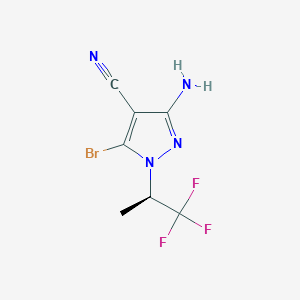 molecular formula C7H6BrF3N4 B3001522 3-Amino-5-bromo-1-[(2R)-1,1,1-trifluoropropan-2-yl]pyrazole-4-carbonitrile CAS No. 2309431-71-6