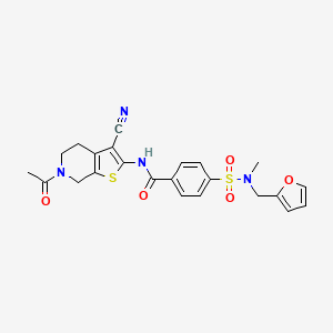 molecular formula C23H22N4O5S2 B3001523 N-(6-acetyl-3-cyano-4,5,6,7-tetrahydrothieno[2,3-c]pyridin-2-yl)-4-(N-(furan-2-ylmethyl)-N-methylsulfamoyl)benzamide CAS No. 922894-61-9