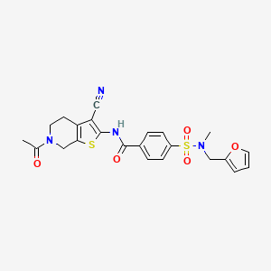 molecular formula C23H22N4O5S2 B3001523 N-(6-乙酰基-3-氰基-4,5,6,7-四氢噻吩并[2,3-c]吡啶-2-基)-4-(N-(呋喃-2-基甲基)-N-甲基磺酰胺)苯甲酰胺 CAS No. 922894-61-9