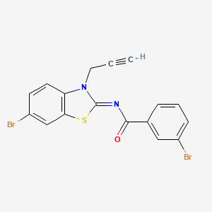 molecular formula C17H10Br2N2OS B3001528 (Z)-3-溴-N-(6-溴-3-(丙-2-炔-1-基)苯并[d]噻唑-2(3H)-亚基)苯甲酰胺 CAS No. 946277-09-4