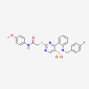 2-((6-(4-fluorobenzyl)-5,5-dioxido-6H-benzo[c]pyrimido[4,5-e][1,2]thiazin-2-yl)thio)-N-(4-methoxyphenyl)acetamide