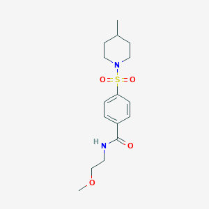 molecular formula C16H24N2O4S B300155 N-(2-methoxyethyl)-4-[(4-methyl-1-piperidinyl)sulfonyl]benzamide 