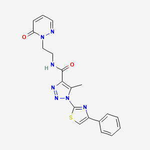 molecular formula C19H17N7O2S B3001553 5-methyl-N-(2-(6-oxopyridazin-1(6H)-yl)ethyl)-1-(4-phenylthiazol-2-yl)-1H-1,2,3-triazole-4-carboxamide CAS No. 1251686-17-5