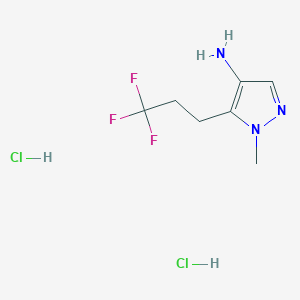 molecular formula C7H12Cl2F3N3 B3001557 1-Methyl-5-(3,3,3-trifluoropropyl)pyrazol-4-amine;dihydrochloride CAS No. 2287322-52-3