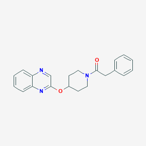 molecular formula C21H21N3O2 B3001560 2-Phenyl-1-(4-(quinoxalin-2-yloxy)piperidin-1-yl)ethanone CAS No. 1704986-33-3