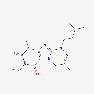 molecular formula C16H24N6O2 B3001561 7-ethyl-3,9-dimethyl-1-(3-methylbutyl)-1,4-dihydro[1,2,4]triazino[3,4-f]purine-6,8(7H,9H)-dione CAS No. 922483-73-6