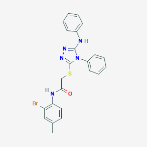 2-[(5-anilino-4-phenyl-4H-1,2,4-triazol-3-yl)sulfanyl]-N-(2-bromo-4-methylphenyl)acetamide