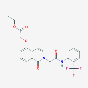 molecular formula C22H19F3N2O5 B3001576 Ethyl 2-[1-oxo-2-[2-oxo-2-[2-(trifluoromethyl)anilino]ethyl]isoquinolin-5-yl]oxyacetate CAS No. 868224-14-0