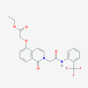 molecular formula C22H19F3N2O5 B3001576 2-[1-氧代-2-[2-氧代-2-[2-(三氟甲基)苯胺基]乙基]异喹啉-5-基]氧基乙酸乙酯 CAS No. 868224-14-0