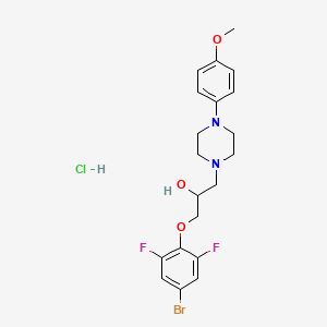 molecular formula C20H24BrClF2N2O3 B3001577 1-(4-Bromo-2,6-difluorophenoxy)-3-(4-(4-methoxyphenyl)piperazin-1-yl)propan-2-ol hydrochloride CAS No. 1216870-80-2