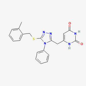 6-((5-((2-methylbenzyl)thio)-4-phenyl-4H-1,2,4-triazol-3-yl)methyl)pyrimidine-2,4(1H,3H)-dione