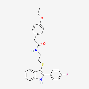 molecular formula C26H25FN2O2S B3001591 2-(4-ethoxyphenyl)-N-(2-((2-(4-fluorophenyl)-1H-indol-3-yl)thio)ethyl)acetamide CAS No. 919713-16-9