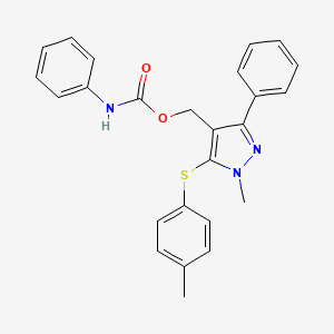 molecular formula C25H23N3O2S B3001600 {1-methyl-5-[(4-methylphenyl)sulfanyl]-3-phenyl-1H-pyrazol-4-yl}methyl N-phenylcarbamate CAS No. 318247-44-8