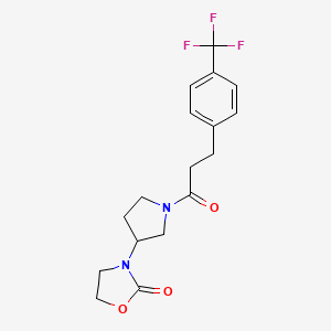 molecular formula C17H19F3N2O3 B3001603 3-(1-{3-[4-(Trifluoromethyl)phenyl]propanoyl}pyrrolidin-3-yl)-1,3-oxazolidin-2-one CAS No. 2097920-42-6