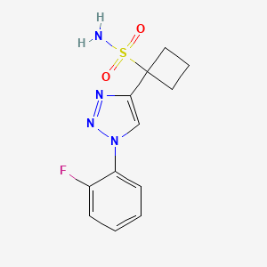 molecular formula C12H13FN4O2S B3001622 1-[1-(2-Fluorophenyl)triazol-4-yl]cyclobutane-1-sulfonamide CAS No. 2138024-88-9