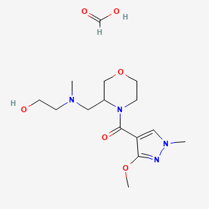 molecular formula C15H26N4O6 B3001623 (3-(((2-hydroxyethyl)(methyl)amino)methyl)morpholino)(3-methoxy-1-methyl-1H-pyrazol-4-yl)methanone formate CAS No. 1421448-86-3