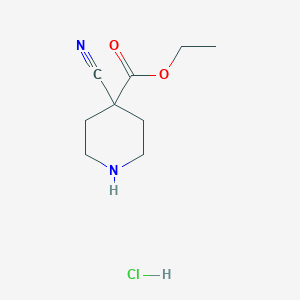 molecular formula C9H15ClN2O2 B3001629 Ethyl 4-cyanopiperidine-4-carboxylate hydrochloride CAS No. 123730-64-3