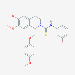 molecular formula C26H27FN2O4S B3001631 N-(3-fluorophenyl)-6,7-dimethoxy-1-((4-methoxyphenoxy)methyl)-3,4-dihydroisoquinoline-2(1H)-carbothioamide CAS No. 501352-65-4