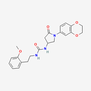 molecular formula C22H25N3O5 B3001635 1-(1-(2,3-二氢苯并[b][1,4]二噁英-6-基)-5-氧代吡咯烷-3-基)-3-(2-甲氧基苯乙基)脲 CAS No. 894038-38-1