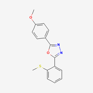 molecular formula C16H14N2O2S B3001648 2-(4-甲氧基苯基)-5-[2-(甲硫基)苯基]-1,3,4-恶二唑 CAS No. 339014-12-9