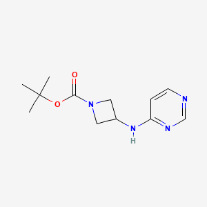 molecular formula C12H18N4O2 B3001650 叔丁基 3-(嘧啶-4-氨基)氮杂环丁-1-羧酸酯 CAS No. 1380300-87-7