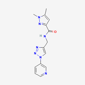 molecular formula C14H15N7O B3001658 1,5-dimethyl-N-((1-(pyridin-3-yl)-1H-1,2,3-triazol-4-yl)methyl)-1H-pyrazole-3-carboxamide CAS No. 2034563-93-2