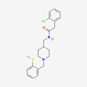 molecular formula C22H27ClN2OS B3001663 2-(2-chlorophenyl)-N-((1-(2-(methylthio)benzyl)piperidin-4-yl)methyl)acetamide CAS No. 1234906-87-6