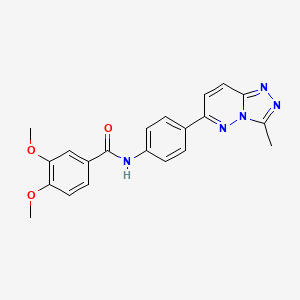 molecular formula C21H19N5O3 B3001664 3,4-dimethoxy-N-(4-(3-methyl-[1,2,4]triazolo[4,3-b]pyridazin-6-yl)phenyl)benzamide CAS No. 891117-23-0