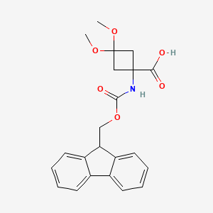 molecular formula C22H23NO6 B3001673 1-(9H-Fluoren-9-ylmethoxycarbonylamino)-3,3-dimethoxycyclobutane-1-carboxylic acid CAS No. 2490405-94-0