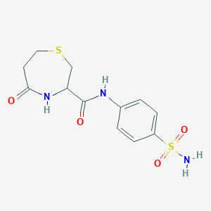 molecular formula C12H15N3O4S2 B3001684 5-oxo-N-(4-sulfamoylphenyl)-1,4-thiazepane-3-carboxamide CAS No. 1396628-40-2
