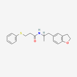 molecular formula C20H23NO2S B3001688 N-(1-(2,3-dihydrobenzofuran-5-yl)propan-2-yl)-3-(phenylthio)propanamide CAS No. 2034483-75-3