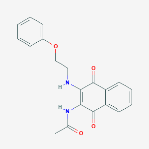 molecular formula C20H18N2O4 B300169 N-{1,4-dioxo-3-[(2-phenoxyethyl)amino]-1,4-dihydro-2-naphthalenyl}acetamide 