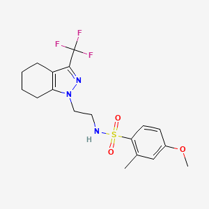 molecular formula C18H22F3N3O3S B3001694 4-methoxy-2-methyl-N-(2-(3-(trifluoromethyl)-4,5,6,7-tetrahydro-1H-indazol-1-yl)ethyl)benzenesulfonamide CAS No. 1797816-31-9
