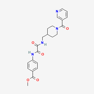 molecular formula C22H24N4O5 B3001697 Methyl 4-(2-(((1-nicotinoylpiperidin-4-yl)methyl)amino)-2-oxoacetamido)benzoate CAS No. 1396866-47-9