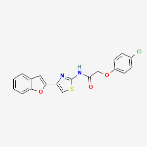 molecular formula C19H13ClN2O3S B3001699 N-[4-(1-苯并呋喃-2-基)-1,3-噻唑-2-基]-2-(4-氯苯氧基)乙酰胺 CAS No. 941918-53-2
