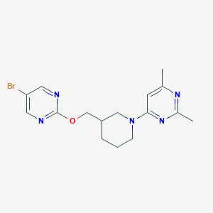 molecular formula C16H20BrN5O B3001700 4-[3-[(5-Bromopyrimidin-2-yl)oxymethyl]piperidin-1-yl]-2,6-dimethylpyrimidine CAS No. 2379949-14-9