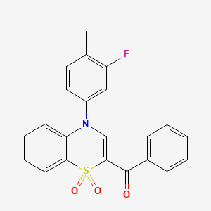 molecular formula C22H16FNO3S B3001702 [4-(3-fluoro-4-methylphenyl)-1,1-dioxido-4H-1,4-benzothiazin-2-yl](phenyl)methanone CAS No. 1114652-45-7