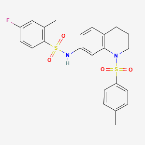 molecular formula C23H23FN2O4S2 B3001705 4-fluoro-2-methyl-N-(1-tosyl-1,2,3,4-tetrahydroquinolin-7-yl)benzenesulfonamide CAS No. 898413-89-3