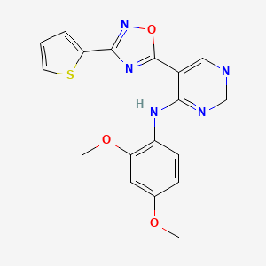 molecular formula C18H15N5O3S B3001712 N-(2,4-dimethoxyphenyl)-5-(3-(thiophen-2-yl)-1,2,4-oxadiazol-5-yl)pyrimidin-4-amine CAS No. 2034510-72-8
