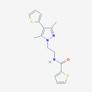 molecular formula C16H17N3OS2 B3001714 N-(2-(3,5-dimethyl-4-(thiophen-2-yl)-1H-pyrazol-1-yl)ethyl)thiophene-2-carboxamide CAS No. 2034323-47-0