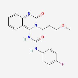 (E)-1-(4-fluorophenyl)-3-(3-(3-methoxypropyl)-2-oxo-2,3-dihydroquinazolin-4(1H)-ylidene)urea