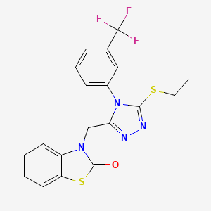molecular formula C19H15F3N4OS2 B3001721 3-((5-(ethylthio)-4-(3-(trifluoromethyl)phenyl)-4H-1,2,4-triazol-3-yl)methyl)benzo[d]thiazol-2(3H)-one CAS No. 847403-66-1