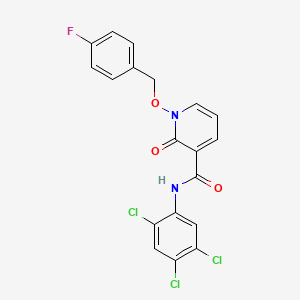 molecular formula C19H12Cl3FN2O3 B3001727 1-((4-fluorobenzyl)oxy)-2-oxo-N-(2,4,5-trichlorophenyl)-1,2-dihydropyridine-3-carboxamide CAS No. 868678-56-2