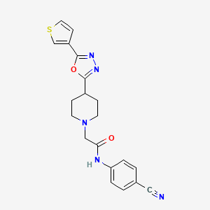 molecular formula C20H19N5O2S B3001734 N-(4-cyanophenyl)-2-(4-(5-(thiophen-3-yl)-1,3,4-oxadiazol-2-yl)piperidin-1-yl)acetamide CAS No. 1448077-82-4