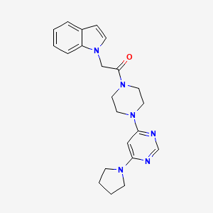 molecular formula C22H26N6O B3001737 2-(1H-indol-1-yl)-1-(4-(6-(pyrrolidin-1-yl)pyrimidin-4-yl)piperazin-1-yl)ethanone CAS No. 1206985-31-0